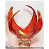 Image 1 : VINTAGE RED / ORANGE CHALET ART GLASS SCULPTURE