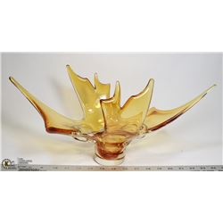 VINTAGE GOLD 4 ARM CHALET ART GLASS SCULPTURE