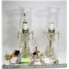 Image 1 : TWO ANTIQUE GLASS TABLE LAMPS 15" TALL