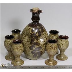 HANDMADE POTTERY DECANTER SET 7PCS