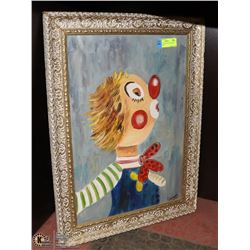 ORIGINAL HANNAH OIL PAINTING OF A CLOWN