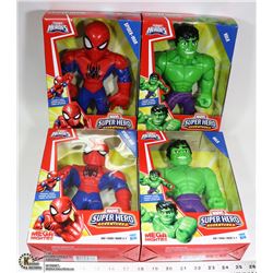 MARVEL SUPERHERO FIGURES 2 SPIDERMAN & 2 HULK