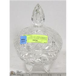 PINWHEEL CRYSTAL FOOTED COVERED DISH 7-1/2" TALL