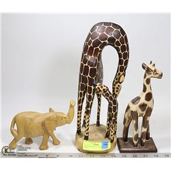 3 AFRICAN WOOD CARVINGS FROM KENYA