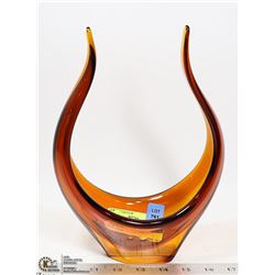 DARK AMBER ART GLASS SCULPTURE