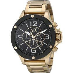 NEW ARMANI EXCHANGE BLACK DIAL GOLD-TONE MSRP $339
