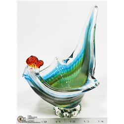 ROOSTER ART GLASS PIECE  8" TALL