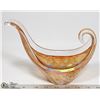 Image 1 : ORANGE GOLD ART GLASS DISH 7" TALL
