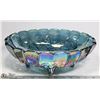 Image 1 : VINTAGE BLUE CARNIVAL GLASS FOOTED FRUIT BOWL