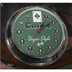 VEGAS STYLE CASINO CLOCK  16" ACCROSS