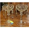 Image 1 : PAIR OF CRYSTAL CANDLE HOLDERS 8" TALL