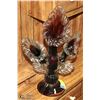 Image 1 : DARK PURPLE GLASS ART SCULPTURE 13" TALL