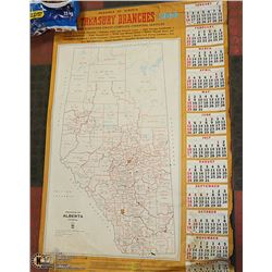 1966 ATB BANK LOCATION MAP OF ALBERTA