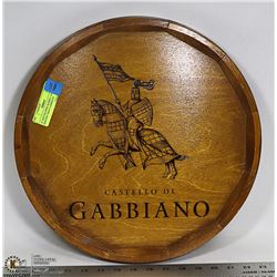 15" ROUND WINE BARREL LID SERVING TRAY GABBIANO