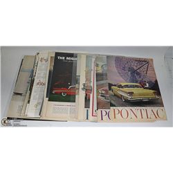 LOT OF VINTAGE DISPLAY ADS CARS POP ETC