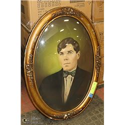 22" TALL CONVEX BUBBLE GLASS FRAME AND PICTURE