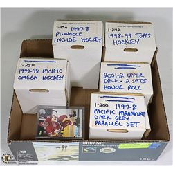 6 COMPLETE SETS HOCKEY CARDS IN BOXES.