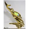 Image 1 : BIRKS 1970'S SOLID BRASS 16" TALL DOLPHINS STATUE