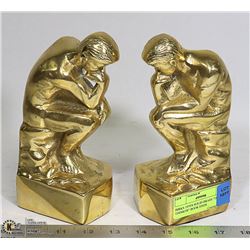 BIRKS 1970'S SOLID BRASS " THE THINKER " BOOK ENDS