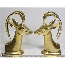 BIRKS 1970'S SOLID BRASS ANTELOPE BOOK ENDS