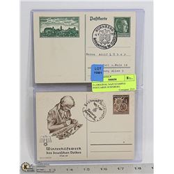 2 x ORIGINAL NAZI STAMPED POSTCARDS NURNBERG
