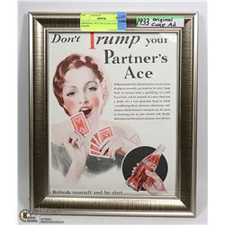 ORIGINAL 1933 COCA-COLA   AD IN FRAME