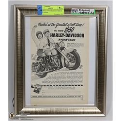 ORIGINAL 1949 HARLEY DAVIDSON AD IN FRAME