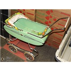 1950S CHILDRENS DOLL BUGGY GREEN