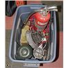 Image 1 : TOTE OF MISC - FIRE EXTINGUISHER AND OTHER TOOLS