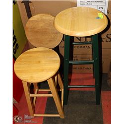LOT OF THREE STOOLS (ONE FOLDING + TWO METAL/WOOD)