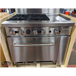 NEW ICB COMMERCIAL RANGE W/ 4 BURNER HOT PLATE &