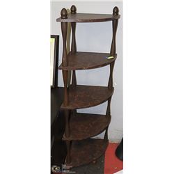 VINTAGE FIVE TIER STANDING CORNER SHELF (WOOD)