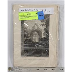 40 ORIG. STEEL ENGRAVINGS OF WALES SCENERY.