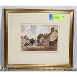FRAME ORIGINAL WATERCOLOUR OF ENGLISH VILLAGE