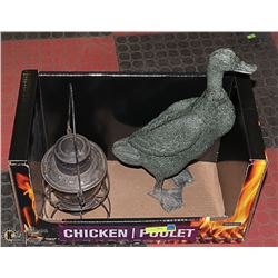 LANTERN WITH A GARDEN ORNAMENT  DUCK