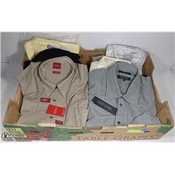 FLAT W/ 6 NEW MEN'S DRESS SHIRTS, T-SHIRT