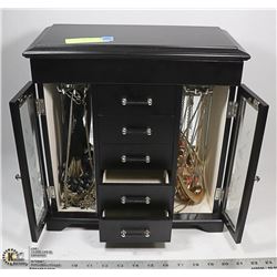 LARGE JEWELLERY CABINET WITH COSTUME JEWELLERY