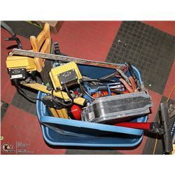 TOTE FULL OF GARAGE ITEMS