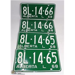 2 MATCHING SETS OF ALBERTA LICENSE PLATES FROM