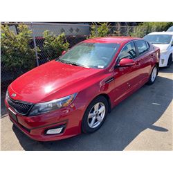 2014 KIA OPTIMA, 4DR SEDAN, RED, VIN # KNAGM4A78E5503921
