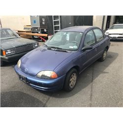 1998 CHEVROLET METRO, 4DR SEDAN, BLUE, VIN # 2C1MR5226W6709631