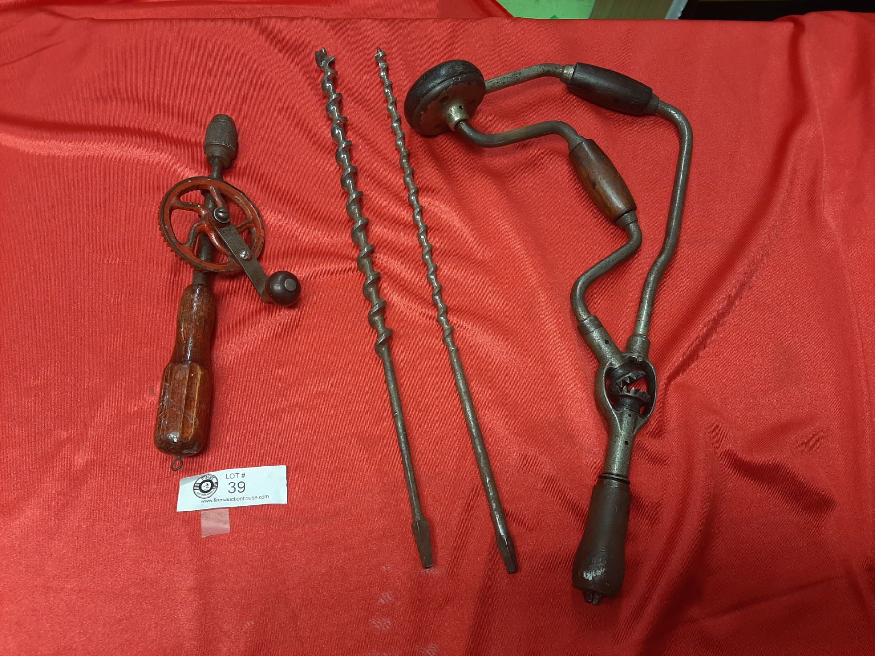 D-Shape Bit and Brace w/ 2 Drill Bits & Red Hand Drill