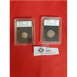 2 Cased Coin Switzerland 1942 - 1945