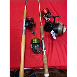 2 Vintage Fishing Rods and 4 Reels