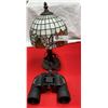 Image 1 : Nice Stain Glass lamp and Bushnel Binoculars Lamp has Two Broken Tiles