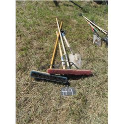 2 BROOMS, SHOVELS & ICE CHIPPER