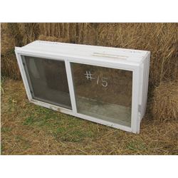 55" X 28" X 13" PVC WINDOW IN CASING C/W SLIDING WINDOWS & SCREENS