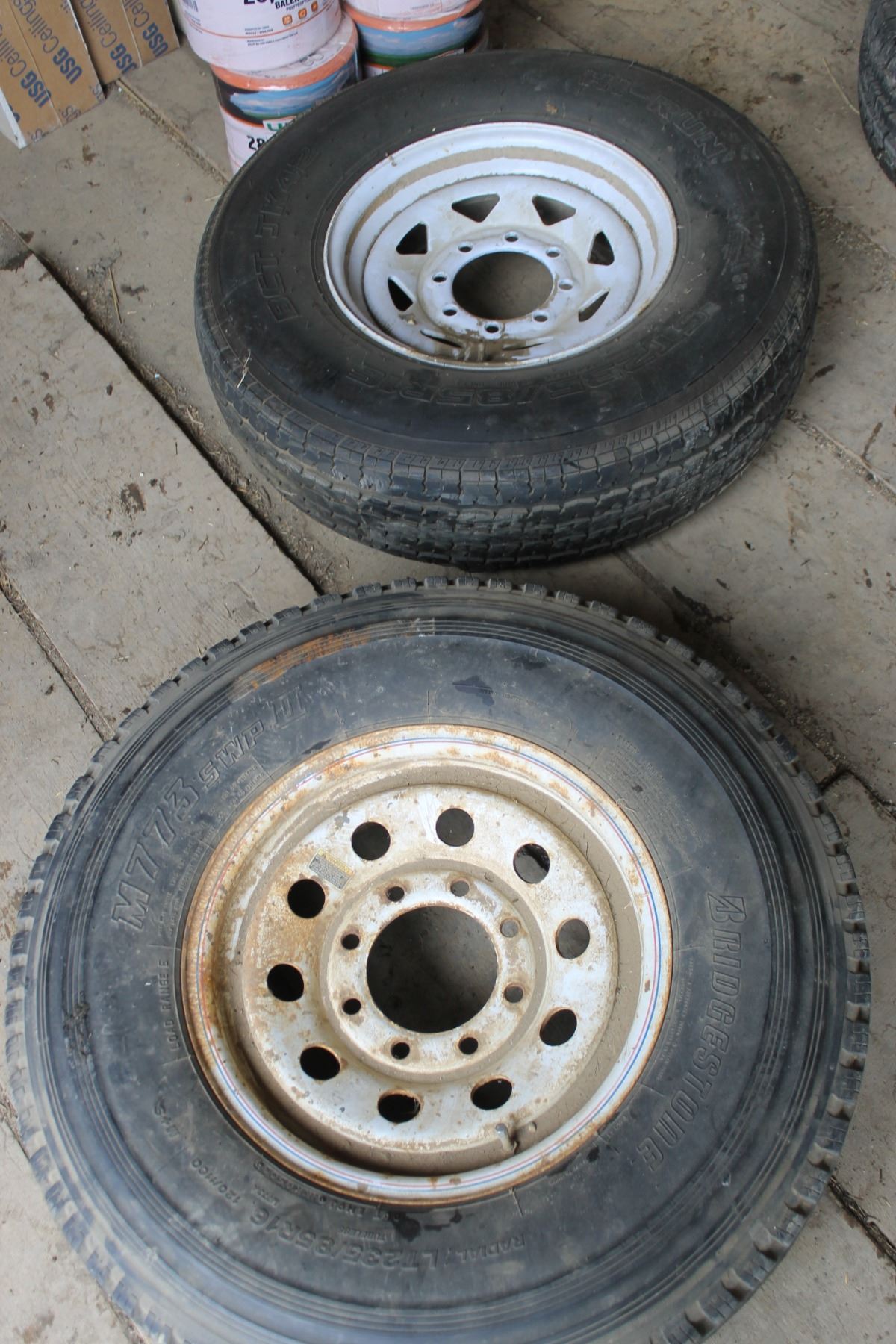 3 8 BOLT TIRES & RIMS (ALL FOR ONE MONEY)