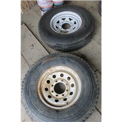 3 - 8 BOLT TIRES & RIMS (ALL FOR ONE MONEY)
