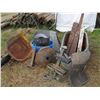 Image 1 : WHEEL BARROW, GRADER BLADES, HOT WATER TANK, STEEL WHEEL, STOCK TANK & MISC STEEL